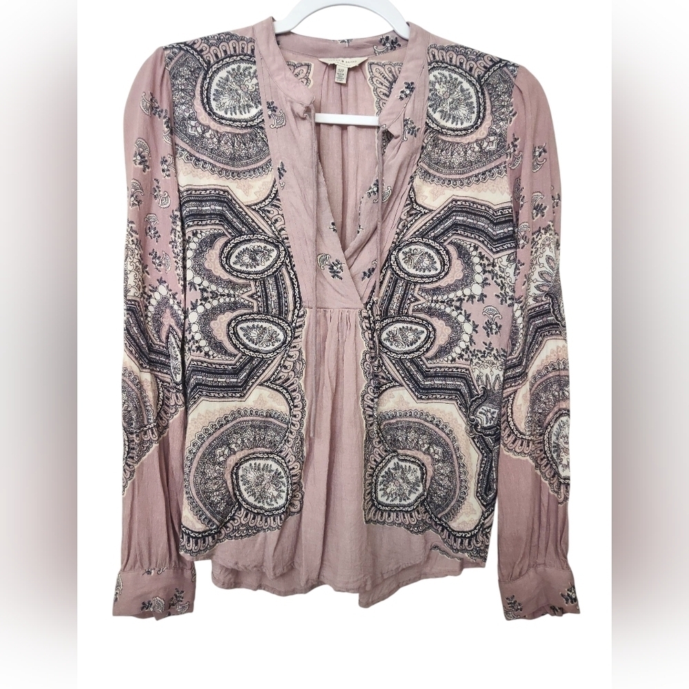 Lucky Brand Vintage-Inspired Blouse in Dusty Pink
